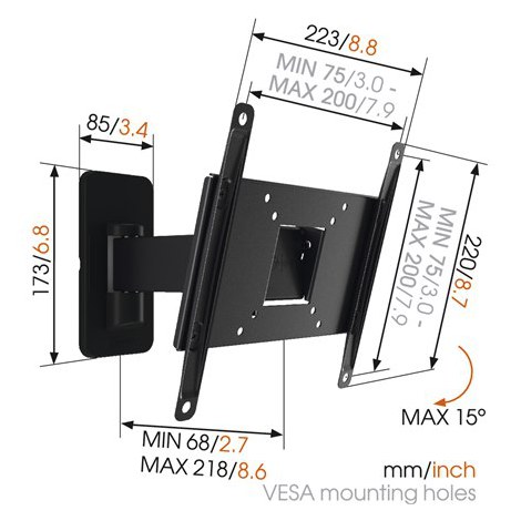 Vogels | Wall mount | MA2030-A1 | Full motion | 19-40 "" | Maximum weight (capacity) 15 kg | Black - 4